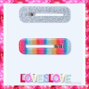 NEW VS PINK Set of 3 Barrettes Love is Love